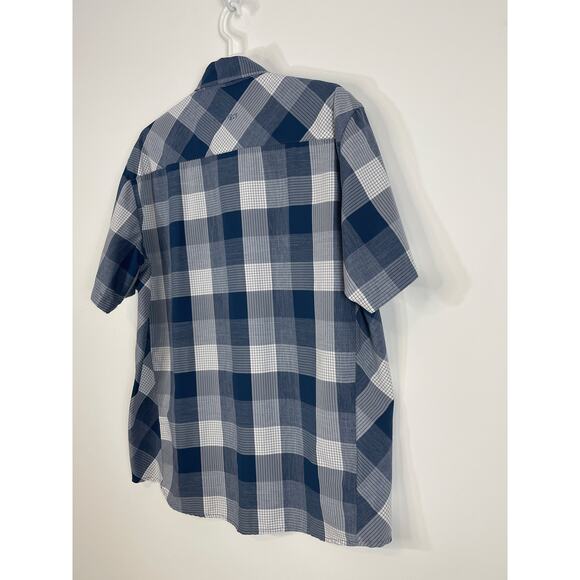 Orvis Trout Bum Shirt Short Sleeve Button Front Plaid Active Fit Blue Size XL - Picture 2 of 11